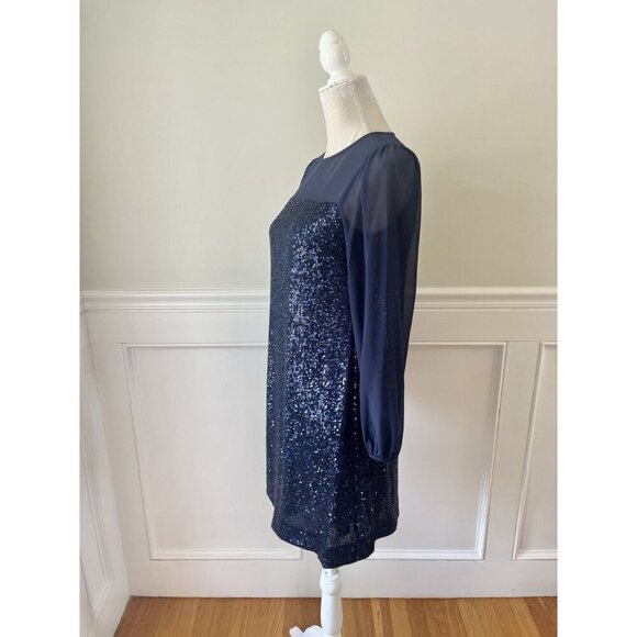 Hobbs London Zariah Sequin Dress 2 Navy Blue - Picture 8 of 12